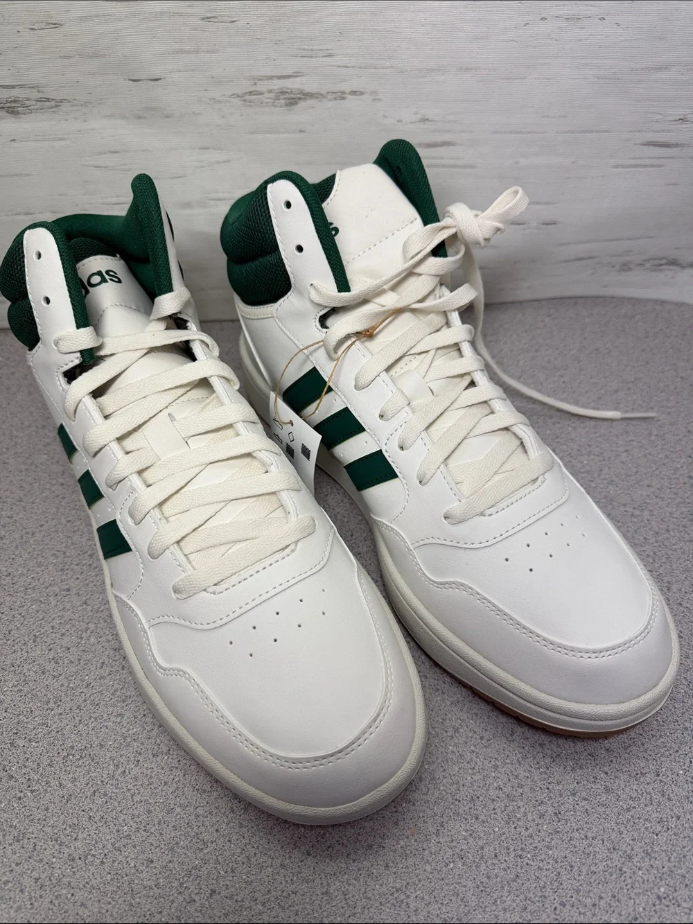 adidas Men’s High-Top Sneakers in White and Green